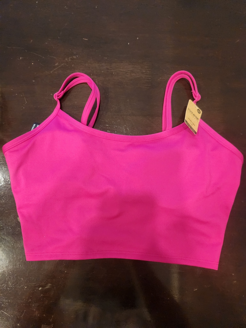 PINK Victoria's Secret Hot Pink Adjustable Strap Crop Tank